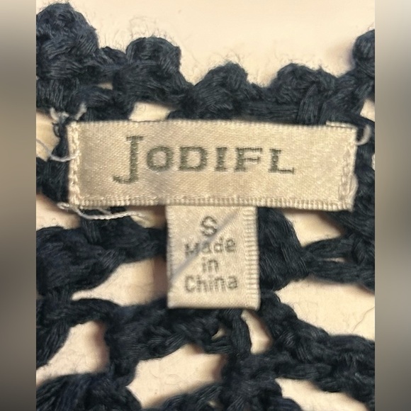 JODIFL Crochet Lace Blue Boho Tunic Top‎ Cover Up Kimono Women’s Small - Picture 3 of 10